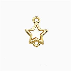 Copper Star Connector Pave Shell 18K Gold Plated, approx 7.5mm