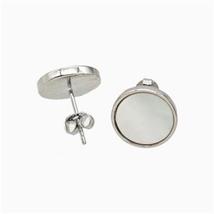 Copper Earring Pave shell bead, Gold Plated, approx 12mm