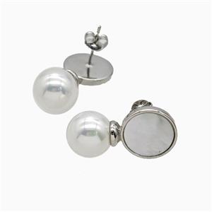 Copper Earring Pave shell bead, Gold Plated, approx 10mm, 12mm