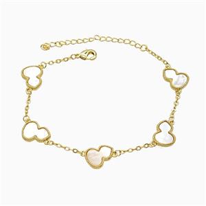 Copper Bracelet Pave shell bead Gold Plated, approx 10-13mm, 22cm length