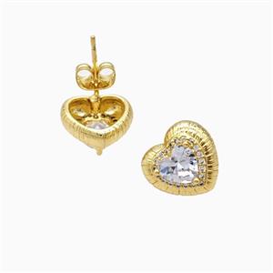 Copper Earring Pave Zircon bead Gold Plated, approx 12mm