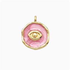 Enamel Copper Pendant, Gold Plated, approx 11-12mm