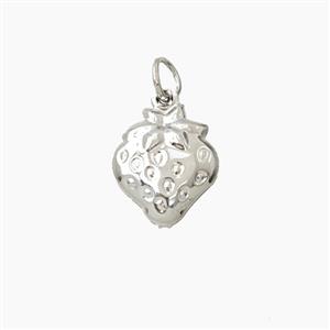 Copper Strawberry Pendant Platinum Plated, approx 11-13mm