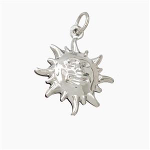 Copper Sun Pendant Platinum Plated, approx 17mm