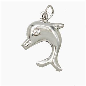 Copper Dolphin Pendant Platinum Plated, approx 15-18mm