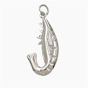 Copper Crayfish Pendant Shrimp Platinum Plated, approx 14-25mm