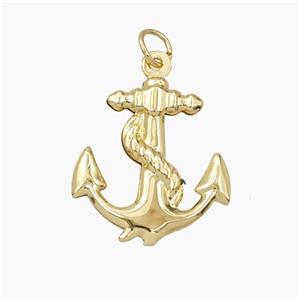 Copper Anchor Pendant Gold Plated, approx 20-21mm