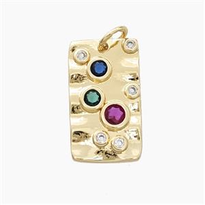 Copper Rectangle Pendant Pave Zirconia Gold Plated, approx 10-18mm