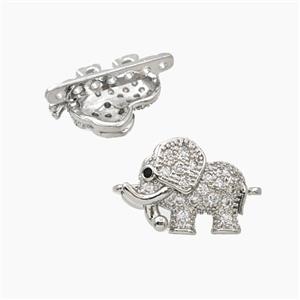 Copper Elephant Beads Pave Zirconia Multi-holes Platinum Plated, approx 15-20mm