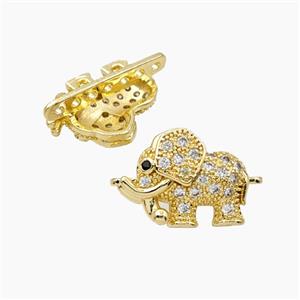 Copper Elephant Beads Pave Zirconia Multi-holes Gold Plated, approx 15-20mm