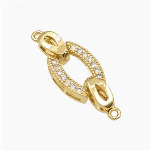 Copper Clasp Pave Zirconia Gold Plated, approx 10-23mm