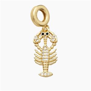 Copper Crayfish Pendant Pave Zirconia Gold Plated, approx 10.5-20mm, 9mm dia