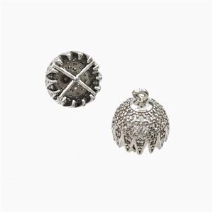 Copper Jellyfish Tassel Bail Pave Zirconia Platinum Plated, approx 11mm