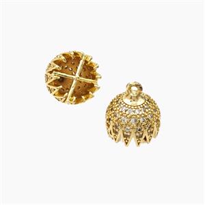 Copper Jellyfish Tassel Bail Pave Zirconia Gold Plated, approx 11mm