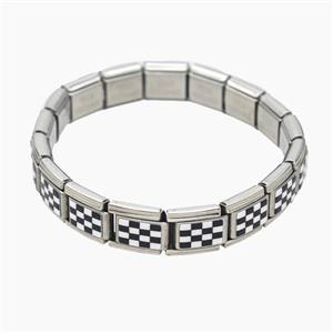 Raw Stainless Steel Module Bracelet With Lattice, approx 9-10mm, 17cm length