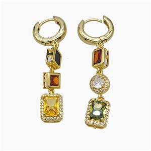 Copper Hoop Earrings Pave Zirconia Gold Plated, approx 6-32mm, 15mm dia