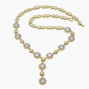 Copper Necklace Pave Zirconia Gold Plated, approx 10mm, 44cm length