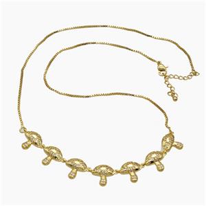 Copper Mushroom Necklace Pave Zirconia Gold Plated, approx 12mm, 1mm, 48cm length