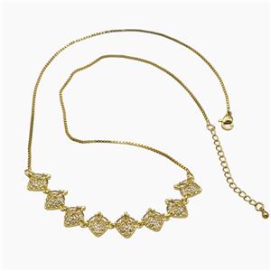 Copper Strawberry Necklace Pave Zirconia Gold Plated, approx 12-90mm, 47-53cm length