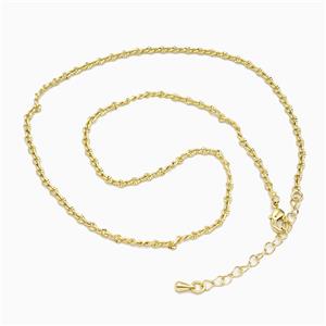 Copper Necklace Chain Gold Plated, approx 2mm, 38-43cm length