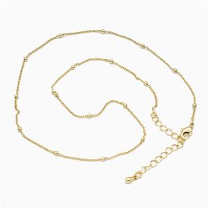 Copper Necklace Chain Gold Plated, approx 1mm, 40-45cm length
