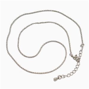 Copper Necklace Chain Platinum Plated, approx 1.2mm, 40-45cm length