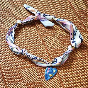 Polyester Fabric Necklace With Heart, approx 25-35mm, 68cm length