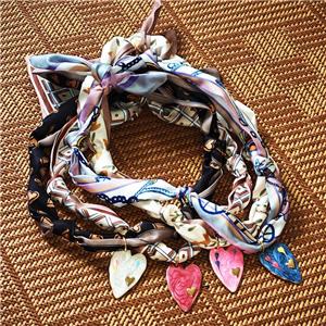 Polyester Fabric Necklace With Heart Painted Mixed, approx 25-35mm, 68cm length