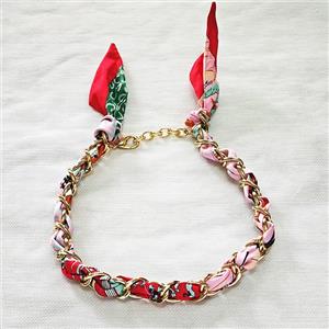 Polyester Fabric Aluminium Necklace Chain, approx 16mm, 45-50cm length