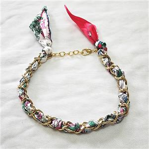 Polyester Fabric Aluminium Necklace Chain, approx 16mm, 45-50cm length