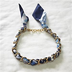 Polyester Fabric Aluminium Necklace Chain, approx 16mm, 45-50cm length