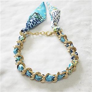 Polyester Fabric Alloy Necklace Chain, approx 18mm, 45cm length