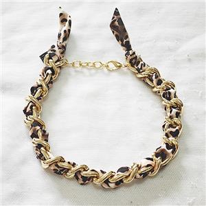 Polyester Fabric Alloy Necklace Chain, approx 18mm, 45cm length
