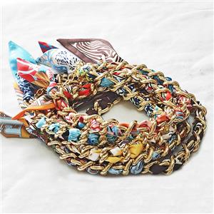 Polyester Fabric Alloy Necklace Chain Mixed, approx 18mm, 45cm length