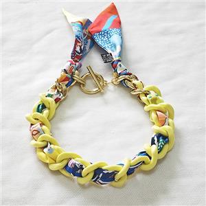 Polyester Fabric Resin Necklace Chain, approx 25mm, 45cm length