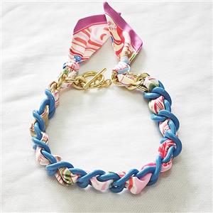 Polyester Fabric Resin Necklace Chain, approx 25mm, 45cm length