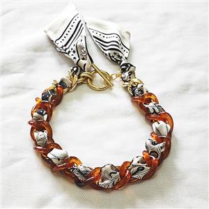 Polyester Fabric Resin Necklace Chain, approx 25mm, 45cm length