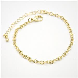 Copper Bracelets Chain Gold Plated, approx 3-4mm, 18-23cm length