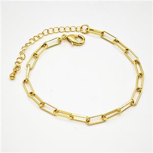 Copper Bracelets Chain Gold Plated, approx 4-10mm, 18-23cm length