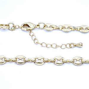 Copper Necklace Chain Gold Plated, approx 5.5-7mm, 42-47cm length