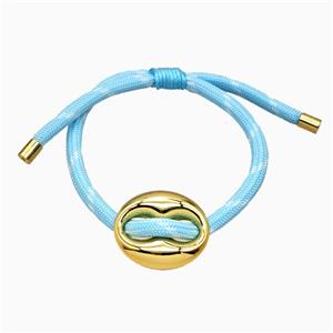 Lt.blue Nylon Bracelet With Copper Pignose Adjustable, approx 22-28mm, 5mm