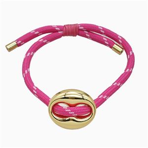 Hotpink Nylon Bracelet With Copper Pignose Adjustable, approx 22-28mm, 5mm