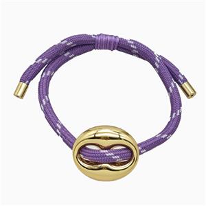Lavender Nylon Bracelet With Copper Pignose Adjustable, approx 22-28mm, 5mm