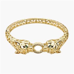 Copper Leopard Bangles Pave Zirconia 18K Gold Plated, approx 15-20mm, 60mm dia