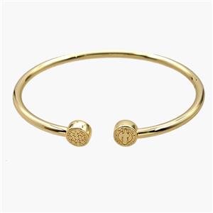 Copper Open Cuff San Judas Bangles 18K Gold Plated, approx 9mm, 60mm dia