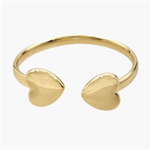 Copper Open Cuff Heart Bangles 18K Gold Plated, approx 19.5mm, 60mm dia