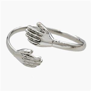 Copper Open Cuff Hand Cuddle Bangles Platinum Plated, approx 18-25mm, 50-65mm dia