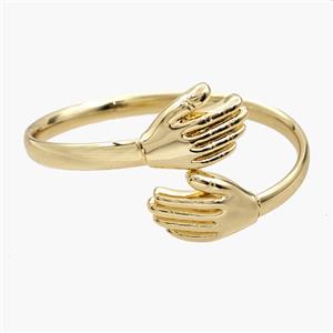 Copper Open Cuff Hand Cuddle Bangles 18K Gold Plated, approx 18-25mm, 50-65mm dia