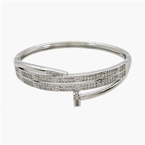 Copper Bangles Pave Zirconia Platinum Plated, approx 12mm, 50-55mm dia
