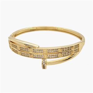 Copper Bangles Pave Zirconia 18K Gold Plated, approx 12mm, 50-55mm dia
